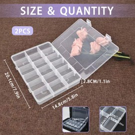 GOTDYBST Pack of 2 sorting boxes for small parts, with 18 removable compartments, storage box, small parts organiser for storing beads, crafts, jewellery, fishing equipment and office supplies
