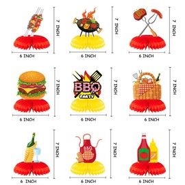Qpout 9 Pieces BBQ Party Decorations BBQ Baby Shower Table Centerpieces, Summer Picnic Decorations BBQ Birthday Party Decorations, BBQ Party Supplies, BBQ Centerpieces For Tables Gender Reveal