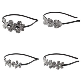 Zac's Alter Ego Pack of 4 Thin Black Satin Alicebands with Triple Motif