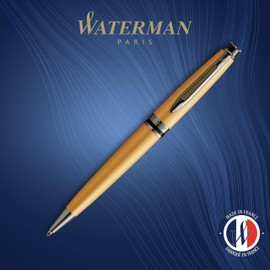 Waterman Expert Ballpoint Pen | Metallic Gold Lacquer with Ruthenium Trim | Medium Point | Blue Ink | With Gift Box