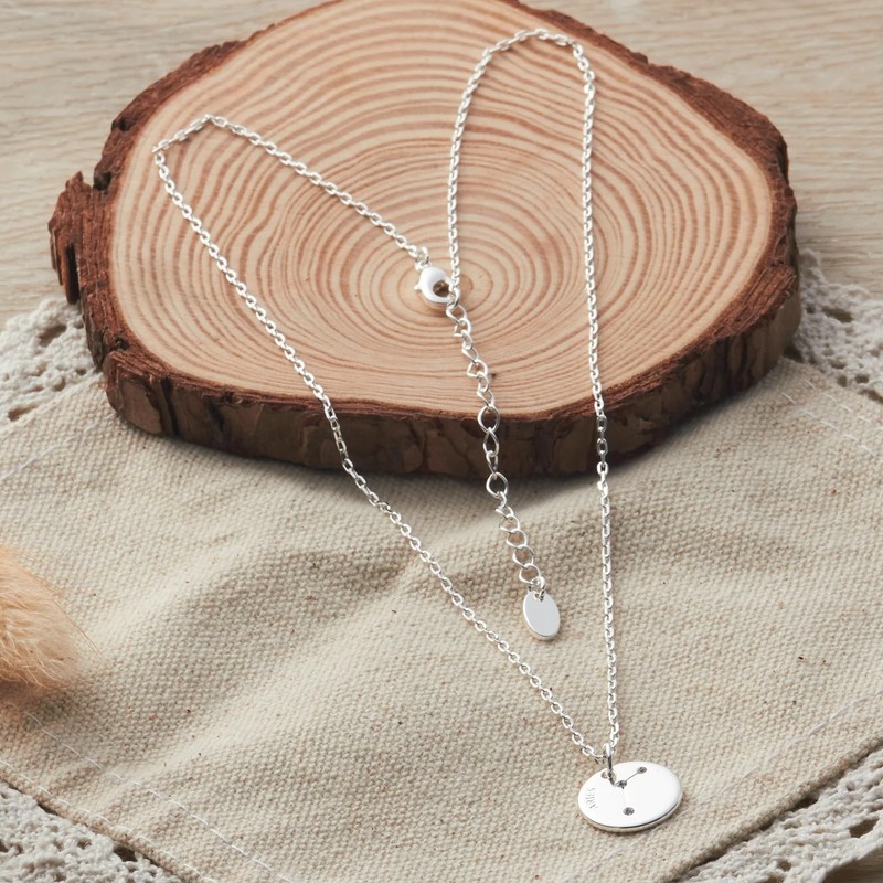 Philip Jones Aries Zodiac Star Sign Disc Necklace Created with