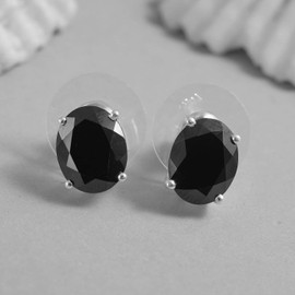 Black Spinel Stud Earrings for Women Jewelry 925 Sterling Silver Platinum Plated Push Back Gifts for Women Ct 1.8 Birthday Gifts