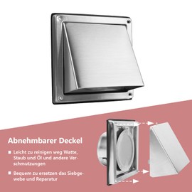 WeCooper Weather Protection Grille 150 mm Stainless Steel Hood Ventilation Grille Exhaust Hood Slat Grille Stainless Steel