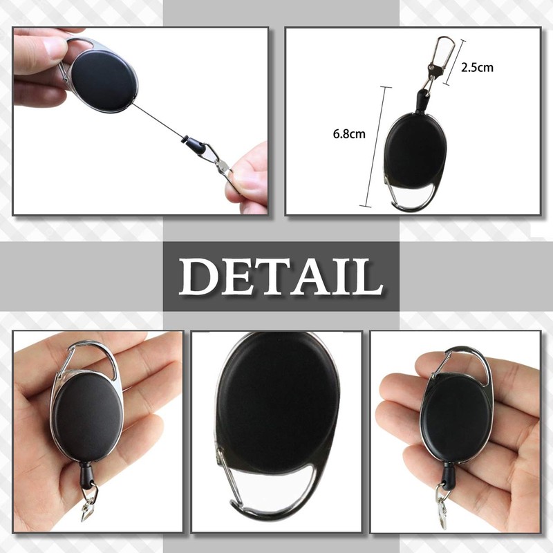 CHROME CRANE Men's Wire Telescopic Key Ring Charm Keychain Black