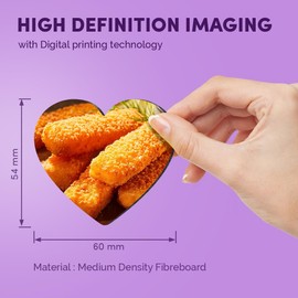 1x Heart MDF Magnet 6cm - Crispy Fish Fingers Cafe Food - Fridge Locker Office Whiteboard Toolbox #50627