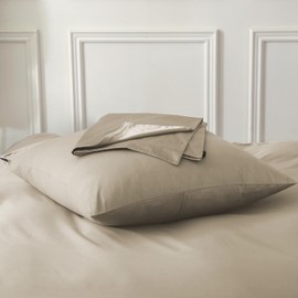 MILDLY Cushion Cover 40 x 80 cm Cotton Satin, Pillowcases 2-Piece with Zip, Oeko-Tex Certified, Soft and Comfortable, Oatmeal