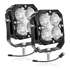Willpower 2 Pieces 4 inch 30W LED Work Light with DT Wiring,3000 Lumens Flood Beam Driving Lights,Waterproof Led Light Bars for Vehicle Trucks SUV Boat ATV UTV Off Road Light,DC 12V 24V