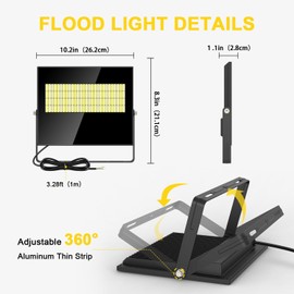2 Pack 100W LED Flood Light Outdoor 15000LM Super Bright Security Light IP67 Waterproof Flood Lights Outdoor Lighting 5000K Daylight White Exterior Floodlight for Yard Court Stadium Playground