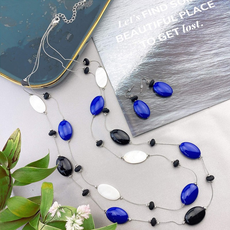 FIRSTMEET 2 Layer Statement red and black Beads Collar Necklace