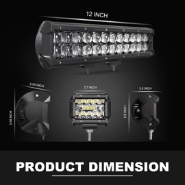 DOT 5D 12INCH 72W LED Light Bar+4Inch 60W LED Cube Pods with Wiring Kit Combo for Driving Lamp Polaris Ranger Honda Pioneer Can Am X3 Maverick Grand Cherokee XJ Dodge UTV ATV 4WD Trucks Boat Defender
