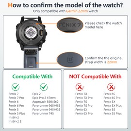 GEAK 22mm QuickFit Replacement Compatible for Garmin Fenix 7/6/5 Watch Band, Sport Strap for Garmin Instinct Band/Instinct 2 Watch Bands, Soft Wristband for Approach S60/S62/Garmin Forerunner 945/935