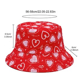 YAMEIZE Trendy Heart Bucket Hat for Women Men Fisherman Heart Bucket Hat Sun Fishing Hats Reversible Sun Hiking Beach Party Funky, red, Unit size