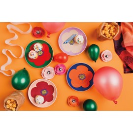 Jubilee Poppy Appetizer Plates Set of 4 Assorted, 6-Inch Diameter, Vibrant Floral Design