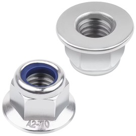 M8 flange nuts, pack of 20, Leryati DIN 6923 flange nut with locking nuts, A2 V2A, hexagonal flange nuts, stainless steel hex nuts with flange, locking nuts with polyamide clamping part