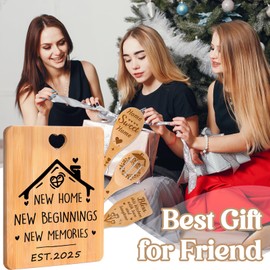 Apjielop Housewarming Gifts New Home, New Home Gifts - Engraved Bamboo Housewarming Gifts Cutting Board Set, 2025 House Warming Presents for Couple Friends Family Colleague