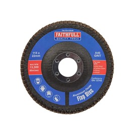 Faithfull Sanding Flap Disk Amuninium Oxide 40 Grit (Coarse) 115mm (4.5") For Angle Grinders