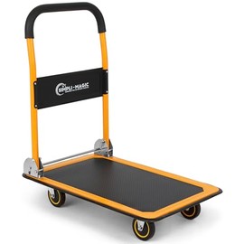 SIMPLI-MAGIC Push Cart Dolly, 330 LBS – Foldable Moving Platform Hand Truck – Easy Storage, 360 Degree Swivel Wheels Flat Bed Cart