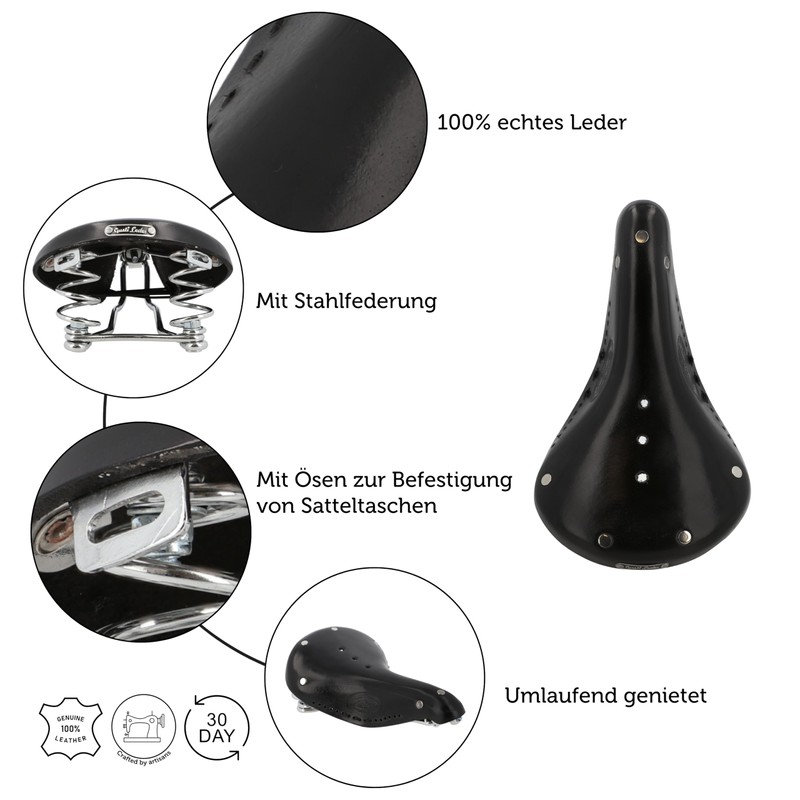Gusti Angelo D. Leather Saddle Vintage Retro Saddle with Suspension