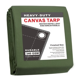 CARTMAN Finished Size 5x7 Feet Canvas Tarp with Rustproof Grommets, Heavy Duty Multipurpose Tarpaulin Cover for Canopy Tent, Roof, Camping, Woodpile