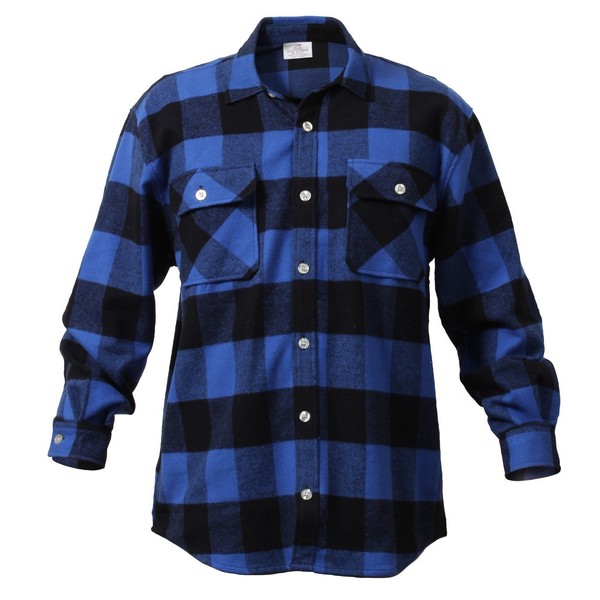 Extra Heavy Weight Brawny Flannel Shirt (3X-Large, Blue)