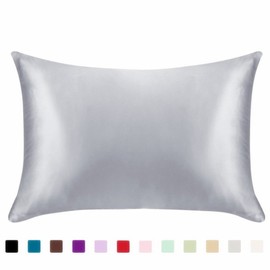 Satin Pillowcases Set for Hair - Pillowcase Covers with Zipper Closure -Cool and Easy to Wash -Set of 2 - Only Pillow Cover No Insert (Silver Grey, Queen(20"x30"))