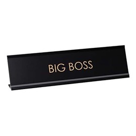 The Boss Novelty Desk Sign. Black Frame | (2 x 8")