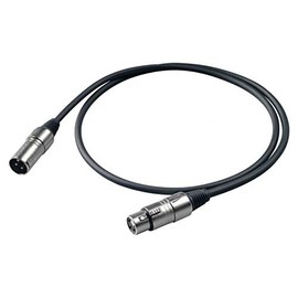 PROEL BULK250LU5 Cannon XLR 3P M to Cannon XLR 3P F Professional Balanced Audio Cable - Black - 5m