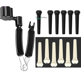 Guitar String WindeGuitar String CutterGuitar Bridge Pin Puller-3 In1 All in One Guitar Tool,String winder for acoustic guitarwith 12pcs bridge pins for acoustic guitarpins kit Guitar Parts Replacemen