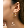 Rosewoodandco 18k Gold Plated Medium Hoop Earring for Women -E046