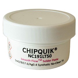 Chip Quik NC191LT50 Smooth Flow Low Temp Solder Paste Sn42/Bi57.6/Ag0.4 T4 50g Jar
