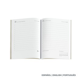 Miquelrius - 2024 Yearly Diary, Day Page, Journal Size 122 x 168 mm, Flexible Cover with Stitched Leather, Double Elastic Band, Spanish, English and Portuguese, Lilac