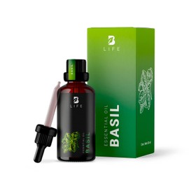 Aceite Esencial con Ingredientes Puros y Naturales, Aromalogía de 50 ml. Aceite Esencial Albahaca (Basil), B Life.