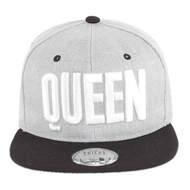 JOHNNY CHICOS Snapback King & Queen Various Models Grey Black Women's Men's Top, Size: One Size, Colour: Queen Grey White, Queen Grey White