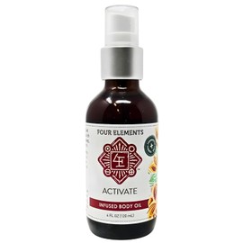 Four Elements 4E Activate Body Oil, made with Certified Organic Herbal Oil to help soothe sore Muscles and Promote Relaxation, 4 FL OZ