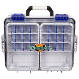 Flambeau Outdoors 3000WPNC Waterproof Satchel 3000, Portable Waterproof Tackle Box with Trays, Gray/Clear