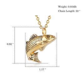 Yuioiow Fish Cremation Jewelry for Ashes Stainless Steel Pendant Locket Keepsake Ash Holder Ashes for Pet/Human Memorial Urn Necklace (Gold)