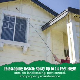 MY4SONS – 14ft Telescoping Spray Wand with Coiled Hose – Stainless Steel, Chemical Resistant – Adjustable Long Handle Wand for Garden Hose, Heavy Duty Hose Wand Sprayer for Easy Reach & Control