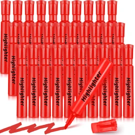Qilery 30 Pack Highlighters Bulk, Tank Style Chisel Tip Highlighters Markers Quick Drying for Kids and Adult Coloring, Classroom Home Office School Supplies (Red)