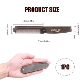 Kasoud Folding Pocket Comb, Plastic Portable Travel Hair Brush, Folding Comb for Beard Hair, Luxury Hand Made Pocket Flip Combs for Grooming Thick Thin Hair Moustache Beard (Grey)