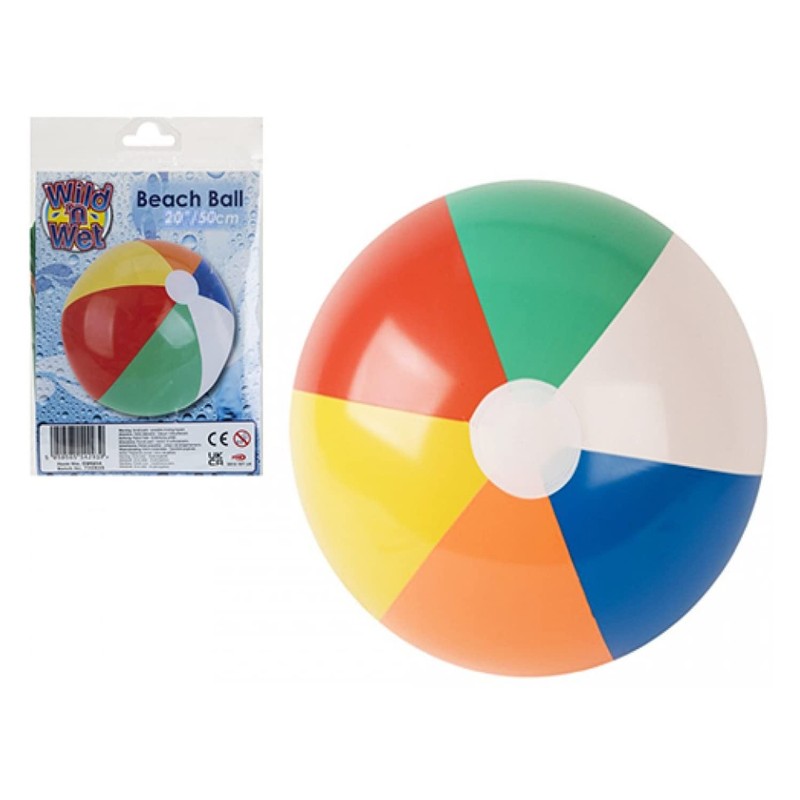 PMS Inflatable Multi-Coloured Shiny Beach Ball – 20 Inch Inflatable
