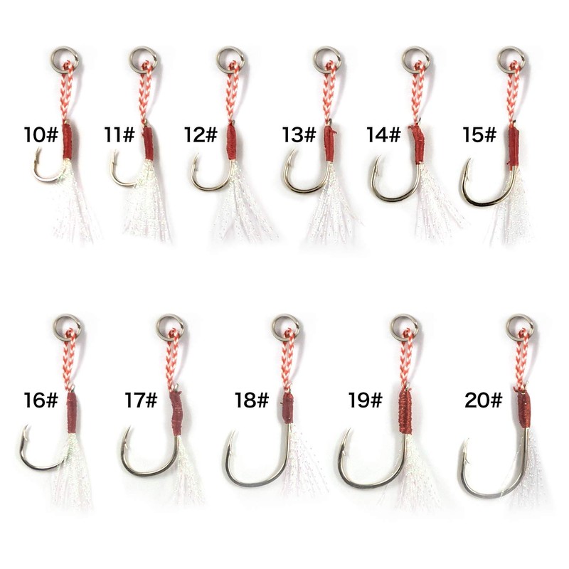 Orurdo QB500056a10n0 Assist Hooks Set of 10 with Feather (Skirt)