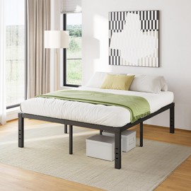 Furnitui 18 Inch High Metal Full Size Bed Frame, Platform Bed Frame Full Size No Box Spring Needed, Easy Assembly, Noise Free, Sturdy, Black