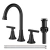 FORIOUS Matte Black Bathroom Faucets 3 Hole, 8 inch Widespread