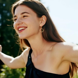 Gold Circle Leverback Earrings for Women Trendy Hypoallergenic Hammered Textured Leverback Dangle Drop Earrings Gold Dangle Earrings for Jewelry Gifts