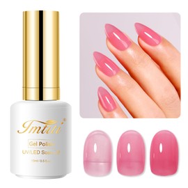 Imtiti Jelly Gel Nail Polish, 0.5 Fl Oz Rose Pink Sheer Jelly Gel Polish Soak Off LED UV Nail Gel Polish Translucent Gel Nail Polish DIY Nail Art Starter Manicure Salon Gel Nail Kit