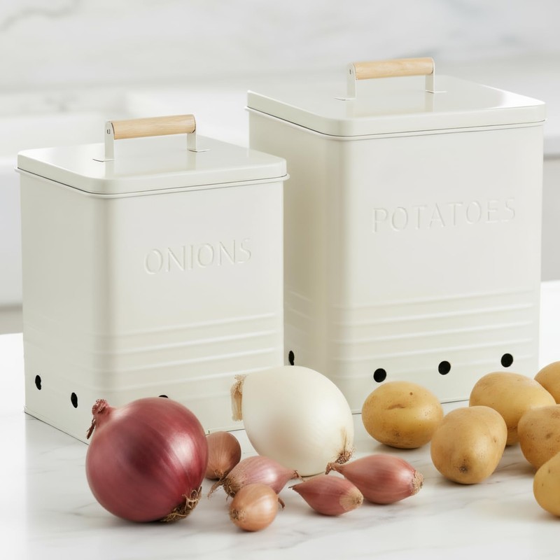 Beautiful Potato and Onion Storage Container Set - Perfectly Sized