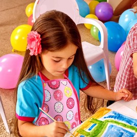 Art Smock Painting Apron Colorful Waterproof Artist Smock Artist Painting Aprons with Long Sleeve Pink Yellow Flower, 2 Pack