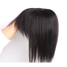 Febin Hairpiece, Partial Wig, Human Hair, Women's, With Bangs, Medical Use, Wig, Wig, Hair Growth Hair, Ultra Realistic Artificial Skin, Hair Removal, Gray Hair, Hides Thin Hair, Length: 7.9 inches (20 cm), 9.8 inches (25 cm), 11.8 inches (30 cm), Black,