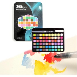 Juego de Pintura de Acuarela，Acuarelas Profesionales, 60 colores pinceles para acuarela，Pinceles de Colores Macaron, Para Artistas, Aficionados y Amantes de La Pintura, Suministros de Arte de Pintura Para Adultos (60, negro)