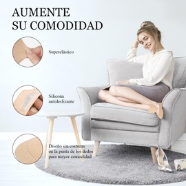 Calcetin Invisible para Mujer, Tines Cortos Mujer de Transpirable, No Show Socks que Absorben la Humedad Verano, Calcetas Bajos Antideslizantes de Silicona (6 Negro y 6 Nude), EU35-37